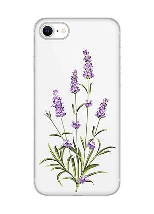 Прозрачный чехол на iphone se 2020 :: веточки лаванды (принт 266)