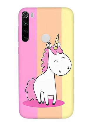 Матовый чехол с черными боками на xiaomi redmi note 8t :: единорог (принт 104)