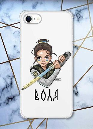 Чохол з потовщеними кутами на iphone 7/ 7s/ 8/ 8s :: українська захисниця (патріотичний принт 169)