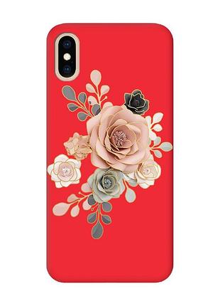 Матовий червоний чохол на iphone xs max :: троянди (принт 275)
