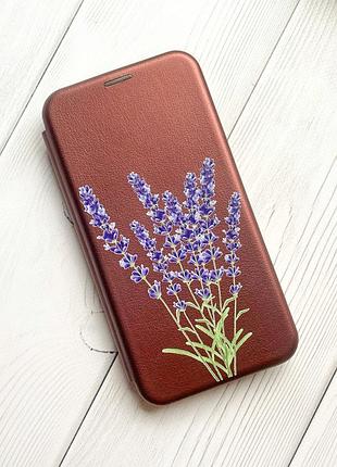 Чехол-книжка с рисунком для samsung galaxy а30 (2019) а305/ a20 бордовый :: лаванда (принт 28)