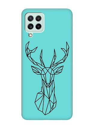 Матовый бирюзовый чехол на samsung galaxy m32/m22/a22 4g :: олень (принт 128)