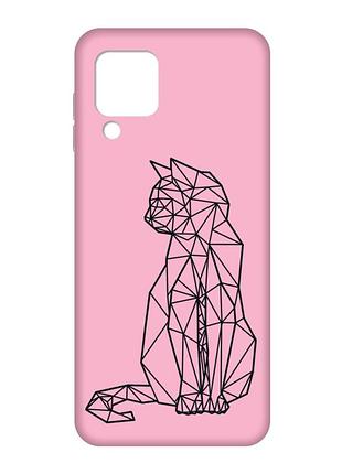 Матовый розовый чехол на samsung galaxy m32/a22/m22 4g :: кошечка (принт 124)
