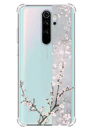 Чехол с утолщёнными углами на xiaomi redmi note 8 pro :: цветущая сакура (принт 285)