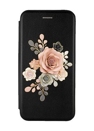 Чехол-книжка с рисунком для xiaomi redmi note 8t черный :: розы (принт 275)