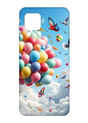 Матовый чехол с розовыми боками на samsung galaxy m32/a22/m22 4g :: воздушные шарики (принт 365)