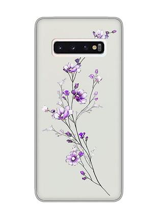 Прозрачный чехол на samsung galaxy s10 :: веточка цветов (принт 278)