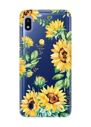 Прозрачный чехол на samsung galaxy a10 (2019) a105 :: подсолнухи (принт 288)