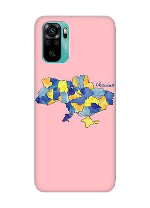 Матовий рожевий чохол на xiaomi redmi note 10 / note 10s :: карта україни (принт 261)