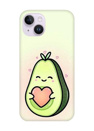 Чехол с защитой камеры на iphone 14 :: кавай авокадо с сердечком (принт 310)