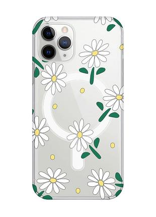 Магнитный чехол на iphone 11 pro max с поддержкой magsafe :: ромашки (принт 368)
