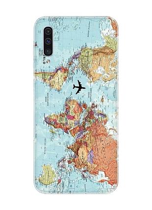 Чехол на samsung galaxy a50 (2019) a505 :: карта мира (принт 318)