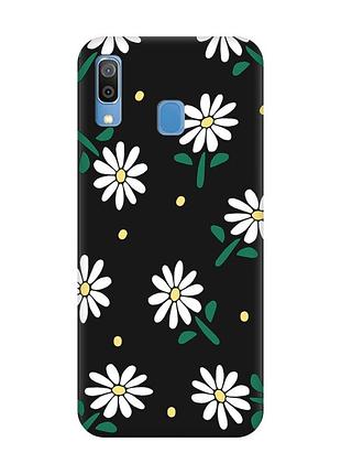Матовий чорний чохол на samsung galaxy a30 (2019)/a20 (2019) ромашки (принт 368)
