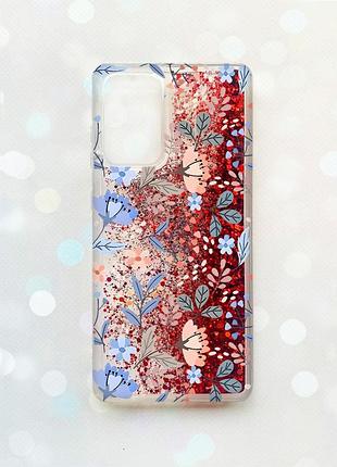 Чохол з плаваючими блискітками на samsung galaxy a52 (a525) червоний :: квітковий фон (принт 371)