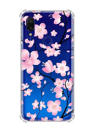 Чехол с утолщёнными углами на xiaomi redmi 7 :: цветущая сакура /принт 282/