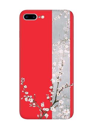 Матовий червоний чохол на iphone 7 plus/8 plus :: квітуча сакура (принт 285)