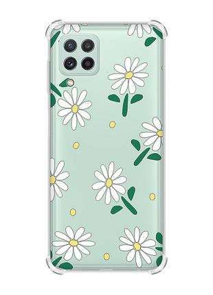 Чехол с утолщёнными углами на samsung galaxy m32/a22/m22 4g :: ромашки (принт 368)