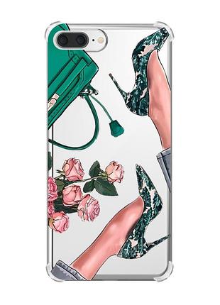 Чохол з потовщеними кутами на iphone 7 plus/8 plus :: туфельки і квіти (принт 225)