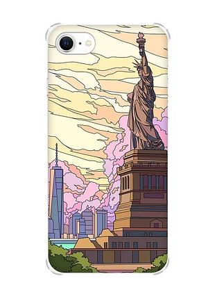 Чехол с утолщёнными углами на iphone 7/8/se 2020 :: статуя свободы (принт 331)