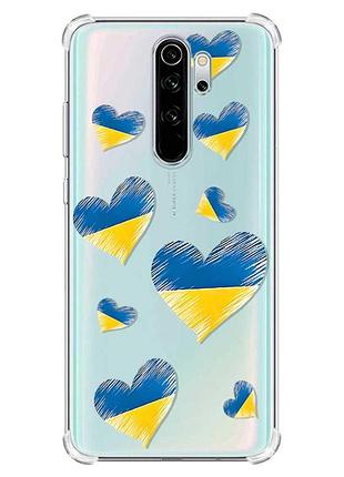 Чехол с утолщёнными углами на xiaomi redmi note 8 pro :: сердечка. украина (принт 258)