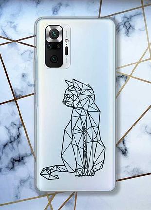 Прозрачный чехол на xiaomi redmi note 10 pro/10 pro max кошечка (принт 124)