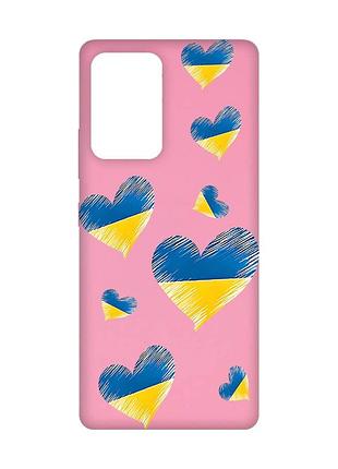 Матовий рожевий чохол на samsung galaxy a52 :: сердечка. україна (принт 258)