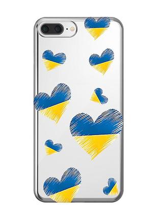 Прозрачный чехол на iphone 7 plus/8 plus :: сердечка. украина (принт 258)