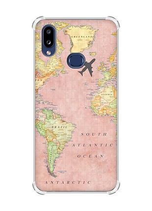 Чехол с утолщенными углами на samsung galaxy a10s (a107) :: путешествия. карта (принт 320)