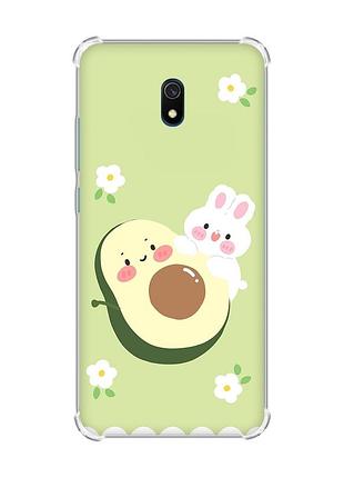 Чехол с утолщенными углами на xiaomi redmi 8a :: авокадо и зайчонок (принт 311)