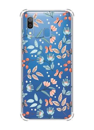 Чехол с утолщёнными углами на samsung galaxy a30 (2019)/a20 (2019) цветочный фон (принт 370)