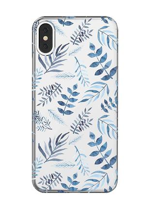 Прозрачный чехол на iphone x/xs :: растительный фон (принт 276)