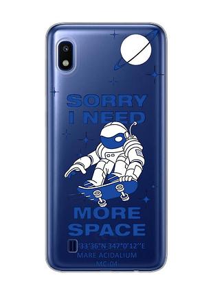 Прозрачный чехол на samsung galaxy a10 (2019) a105 :: космонавт на скейте (принт 248)