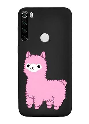 Матовий чорний чохол на xiaomi redmi note 8t :: лама рожева (принт 100)