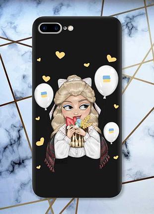 Матовий чорний чохол на iphone 7 plus/8 plus :: українка з солодощами (принт 175)