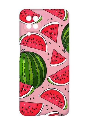 Матовый розовый чехол на samsung galaxy a12 :: арбузы (принт 341)