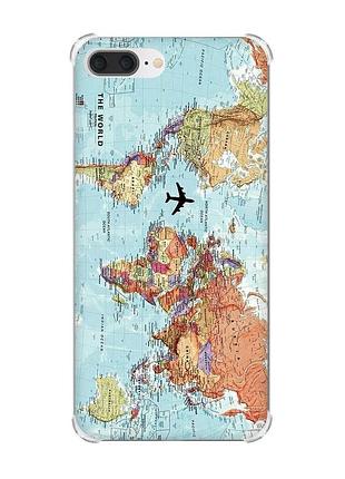Чохол з потовщеними кутами на iphone 7 plus/8 plus :: карта світу (принт 318)