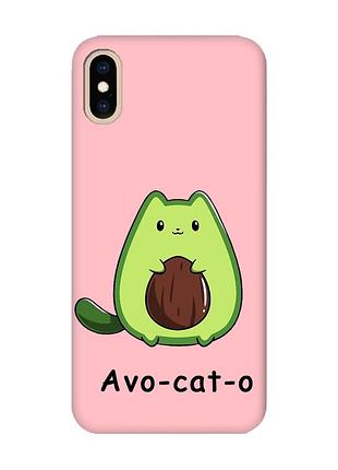 Матовый розовый чехол на iphone xs max :: котик авокадо (принт 306)