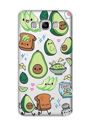 Прозрачный чехол на samsung galaxy j7(2016) j710 :: милашки авокадо каваи (принт 305)