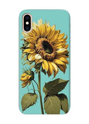 Матовий бірюзовий чохол на iphone xs max :: соняшник (принт 274)