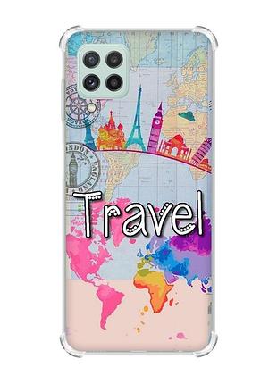 Чохол із потовщеними кутами на samsung galaxy a22 5g / a22s 5g :: подорож. travel (принт 321)