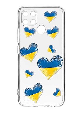 Прозрачный чехол на realme c21y :: сердечка. украина (принт 258)