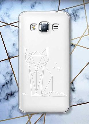 Прозрачный чехол на samsung galaxy j3 2016 j310 лиса (принт 127)