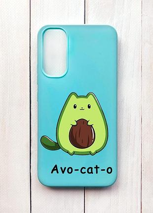 Матовый чехол на samsung a34 5g бирюзовый :: котик авокадо (принт 306)