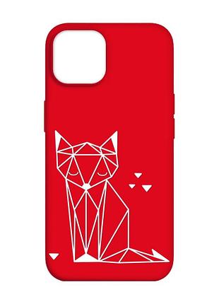 Матовый красный чехол на apple iphone 14 :: лиса (принт 127)