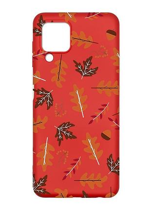 Матовый красный чехол на samsung galaxy m32/a22/m22 4g :: осень (принт 107)