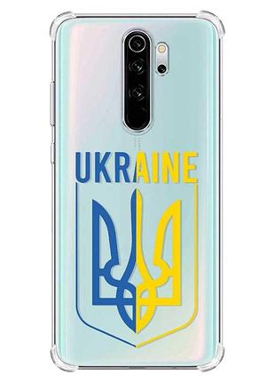 Чехол с утолщёнными углами на xiaomi redmi note 8 pro :: тризуб (патриотический принт 254)