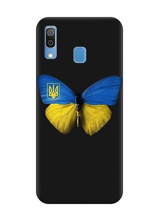 Матовий чорний чохол на samsung galaxy a30 (2019)/a20 (2019) метелик україна (принт 255)