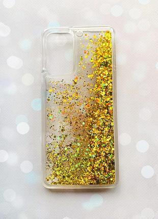 Чехол с плавающими блестками на samsung galaxy a52 золотой