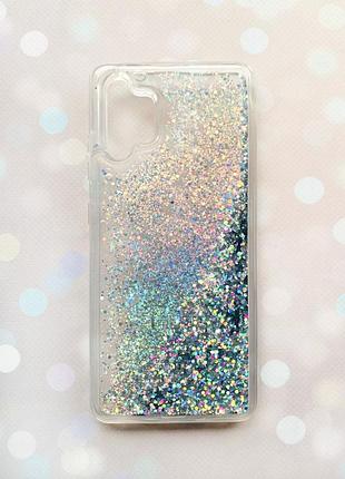 Чехол с плавающими блестками на samsung galaxy a32 серебряный