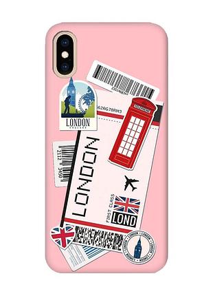 Матовый розовый чехол на iphone xs max :: путешествия. лондон (принт 326)